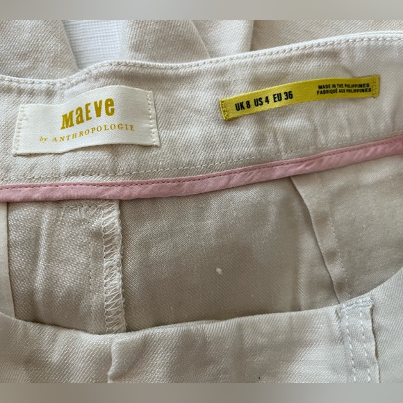 Maeve Anthropologie Avery Pleated Trousers Cream Women's - Picture 7 of 9